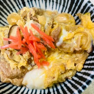 フライパンで人数分一挙に作る♪♪玉子丼作り